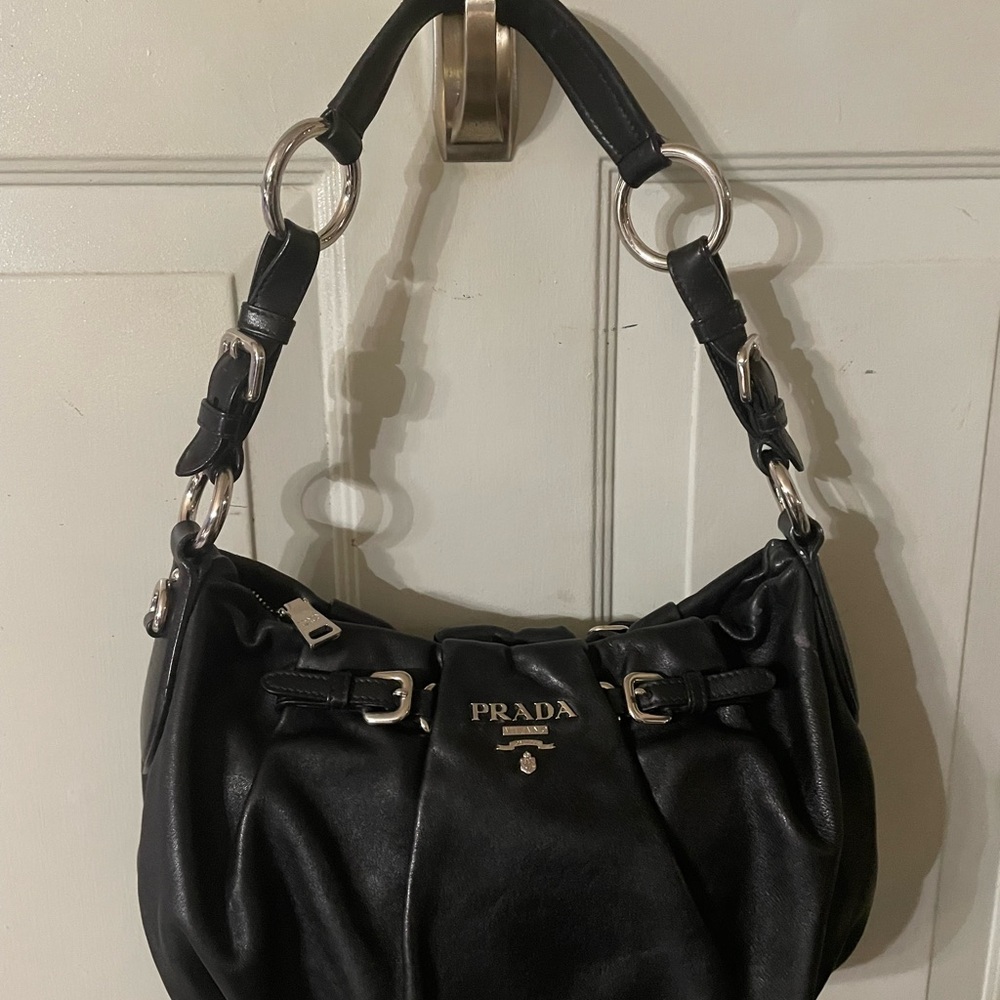 Prada Milano Authentic Elegant Black Shoulder Bag